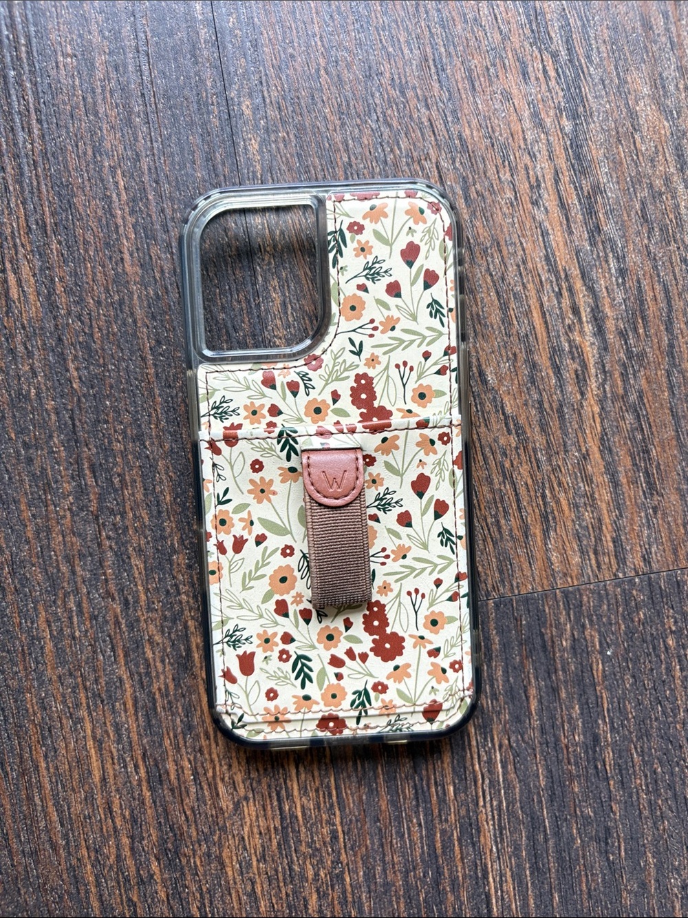WALLI Floral Wallet Phone Case with Brown Strap for iPhone 16